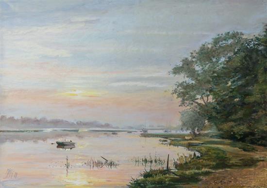 Margaret Glass comparable auction result: margaret glass british b 1950 sunrise iken pastel signed with initials and dated 79 lower left