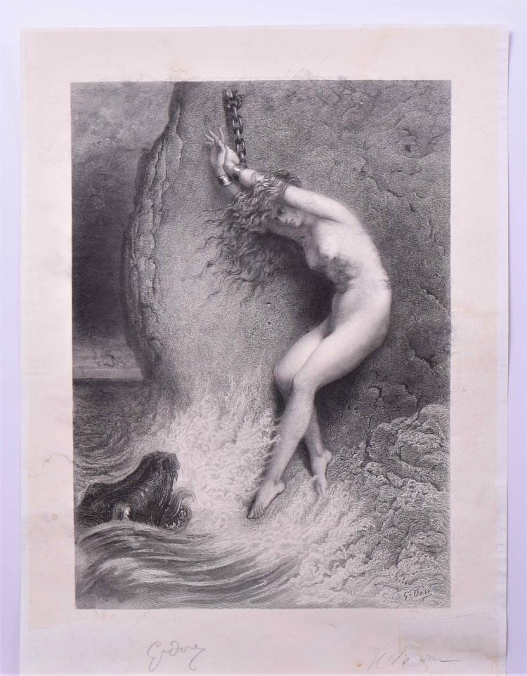 andromeda chained to the rock signed by gustave · Pangaea Auctions · 2017-09-09 Gustave (1828) Colin comparable auction result: andromeda chained to the rock signed by gustave