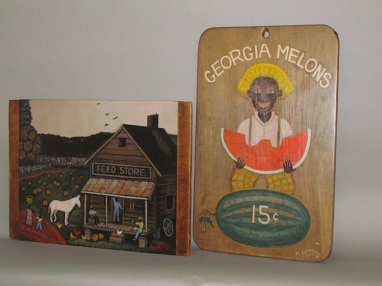 Arthur Glazier comparable auction result: 2 arthur glazier folk art paintings