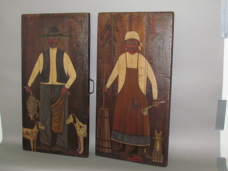 Arthur Glazier comparable auction result: 2 arthur glazier folk art paintings
