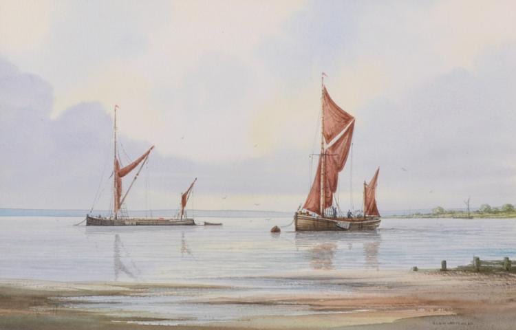 alan whitehead 1952 british a coastal scene with moored vessels watercolour signed 9 x 13 5 · John Nicholson's Fine Art Auctioneers & Valuers · 2017-09-13 Alan Whitehead comparable auction result: alan whitehead 1952 british a coastal scene with moored vessels watercolour signed 9 x 13 5