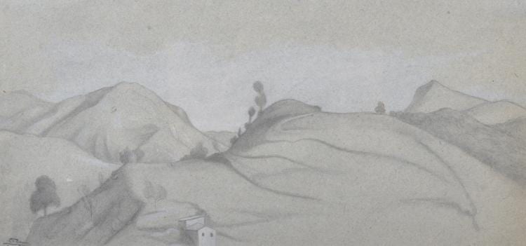 Charles Damour comparable auction result: charles damour 1810 1883 french subiaco a landscape watercolour and pencil signed inscribed and dated 26th october 1836 and stamped with studio stamp 8 25 x 17 25