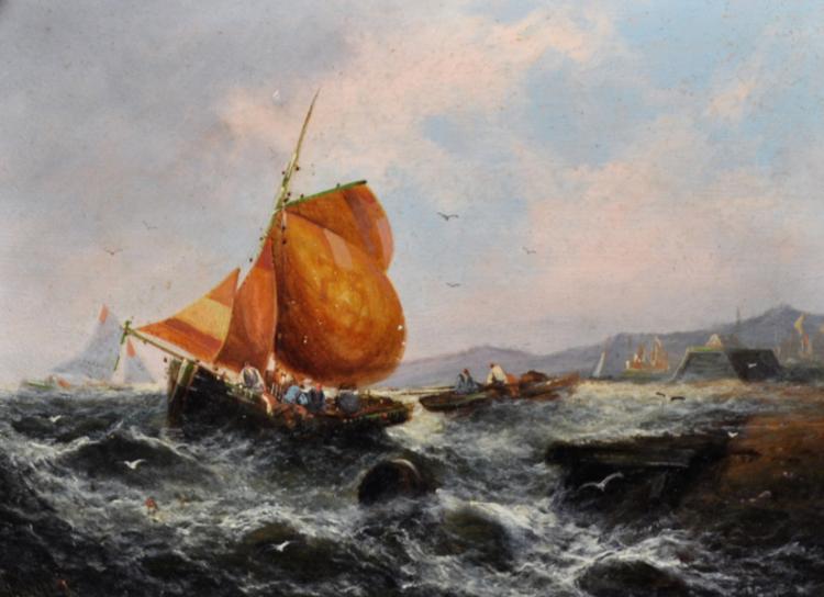 George Knight comparable auction result: george knight act 1872 1892 british a shipping scene oil on panel signed 6 x 8 and the companion piece a pair 2