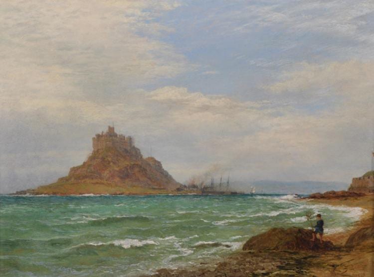 Alfred Dawson comparable auction result: alfred dawson act 1858 1922 british st michaels mount with a boy and fishing net in the foreground oil on panel signed and dated june 79 9 x 12