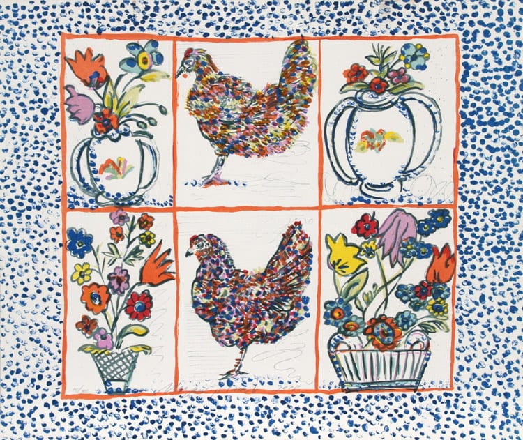 Margaret Israel comparable auction result: margaret israel chickens lithograph