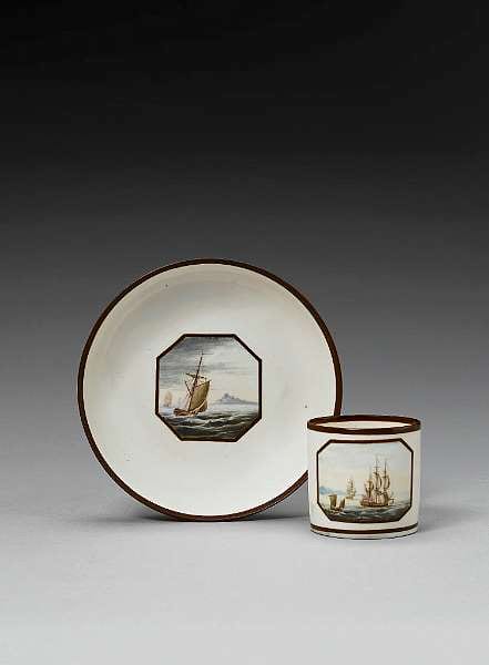 a derby coffee can and saucer by george robertson · Bonhams · 2004-09-08 George (1748) Robertson comparable auction result: a derby coffee can and saucer by george robertson