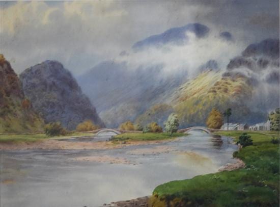 Albert Rosser comparable auction result: albert rosser c 1899 1995 the derwent at barrowdale cumberand watercolour signed lower right titled to verso 25 x 35cm fra