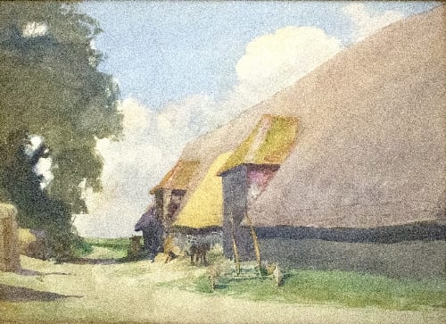 Alfred James Collister comparable auction result: alfred james collister british 1869 1964 the great barn between climping and yapton sussex watercolour 41cm x 55 5cm provenance roland goslett gallery
