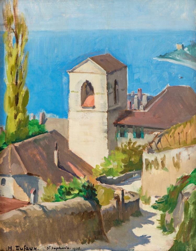 Henri Dufaux comparable auction result: henri dufaux 1879 1980 st saphorin huile sur toile sign e et dat e 1958
