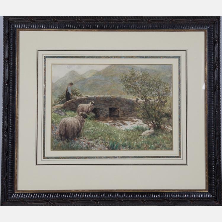 john robert keitley duff 1862 1938 a shepherd with sheep crossing a bridge watercolor on paper · Gray's Auctioneers · 2017-10-04 John Robert Keitley Duff comparable auction result: john robert keitley duff 1862 1938 a shepherd with sheep crossing a bridge watercolor on paper