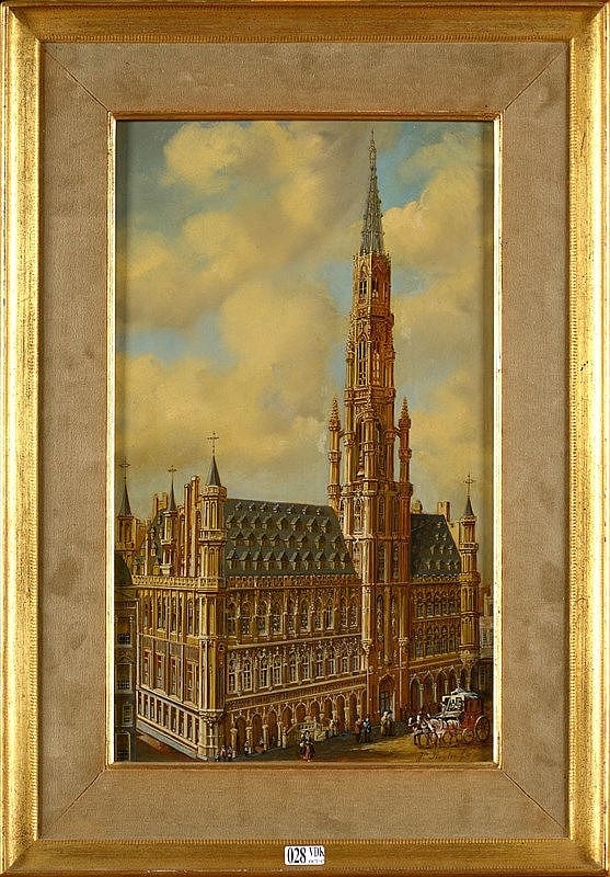 Jan Michiel Ruyten comparable auction result: huile sur panneau d acajou l h tel de ville de bruxelles sign en bas