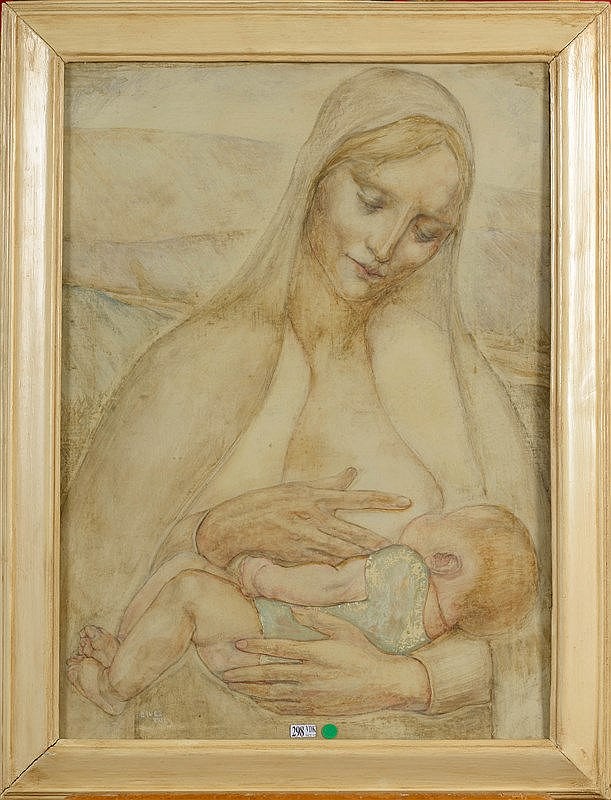 technique mixte sur toile maternit sign en bas gauche l navez et da · Vanderkindere · 2017-10-11 Léon Navez comparable auction result: technique mixte sur toile maternit sign en bas gauche l navez et da