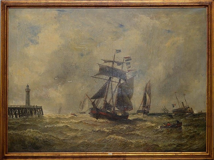 Emmanuel Gallard-Lepinay comparable auction result: huile sur toile le retour au port sign en bas gauche e gallard lepin