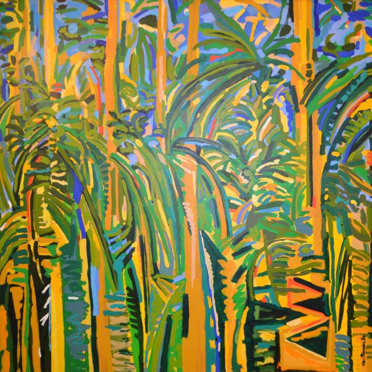 David "van" Nunen comparable auction result: david van nunan palm grove midday oil on linene 166 x 166cm