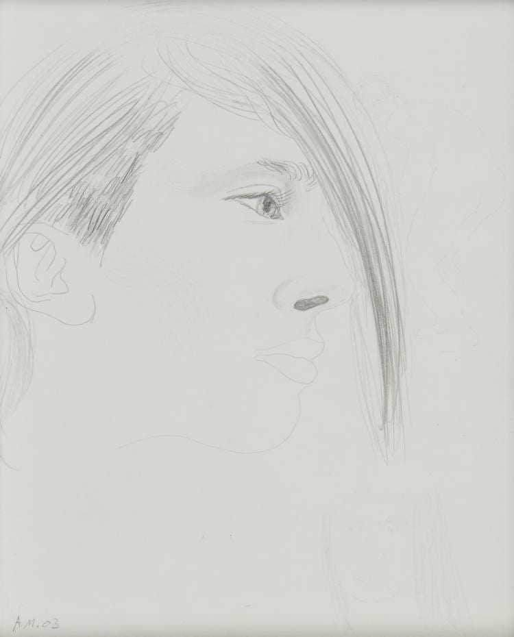 Andrew Mania comparable auction result: andrew mania portrait in pencil