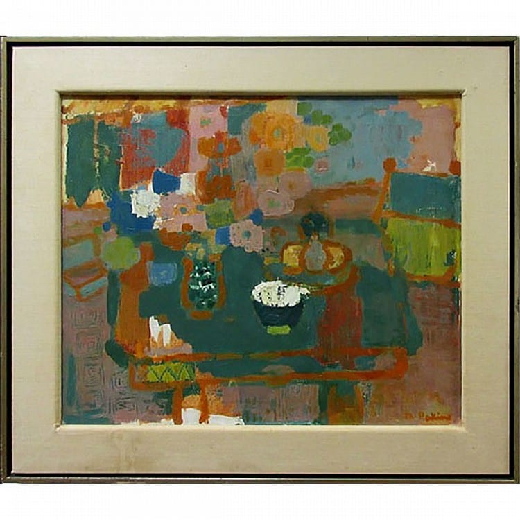 Marthe Rakine comparable auction result: marthe rakine canadian 1926 flowers on green table 20 x 24 50 8 x 61 cm