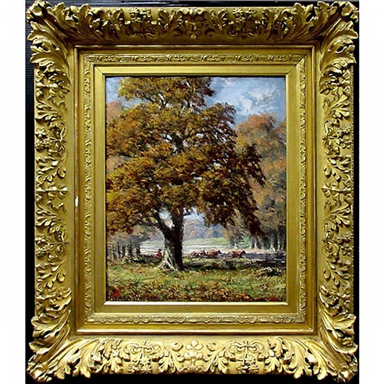 Homer Watson comparable auction result: homer ransford watson canadian 1855 1936 untitled resting by the river oil on canvas relined 21 x 17 53 3 x 43 2 cm