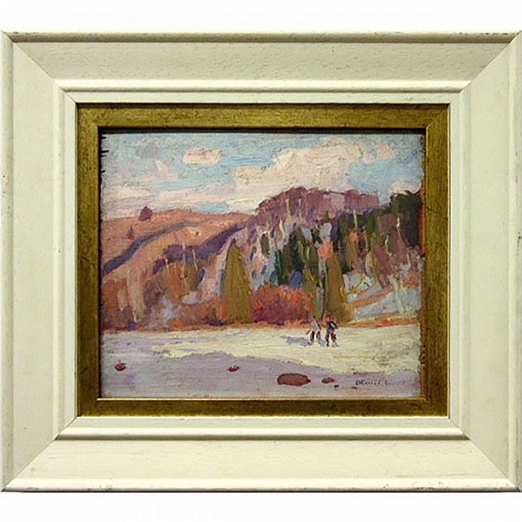 dewitt drake canadian 1884 1979 walking thru the snow flood plains double sided oil on panel estate stamped signature lower right titled to label verso inventory 264 · Waddington's · 2017-10-05 Dewitt Drake comparable auction result: dewitt drake canadian 1884 1979 walking thru the snow flood plains double sided oil on panel estate stamped signature lower right titled to label verso inventory 264