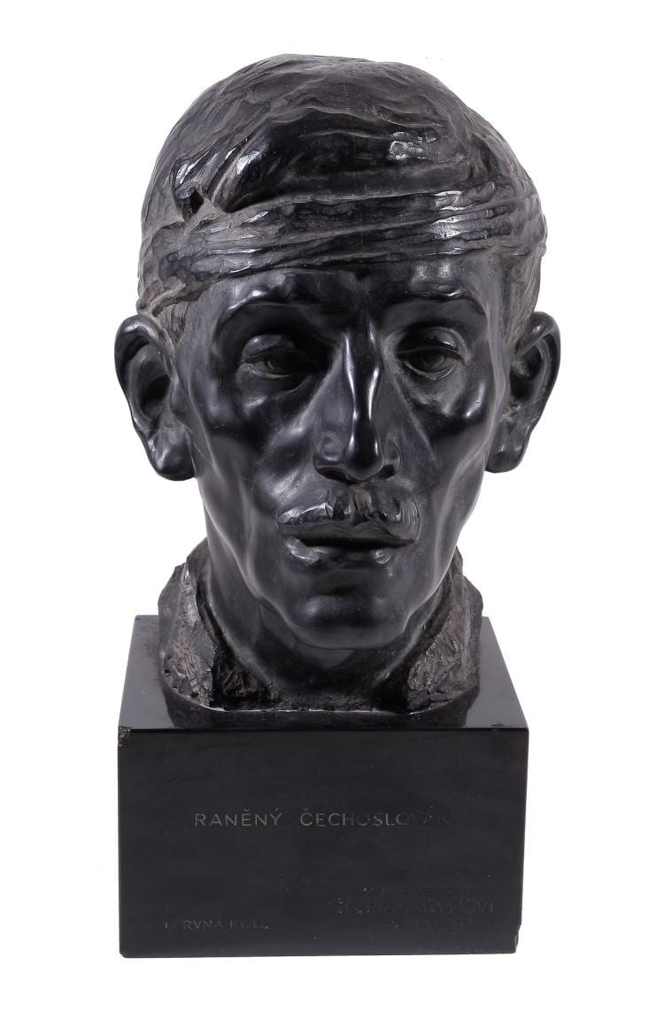Josef Maratka comparable auction result: josef maratka a carved stone bust of the wounded czechoslovak