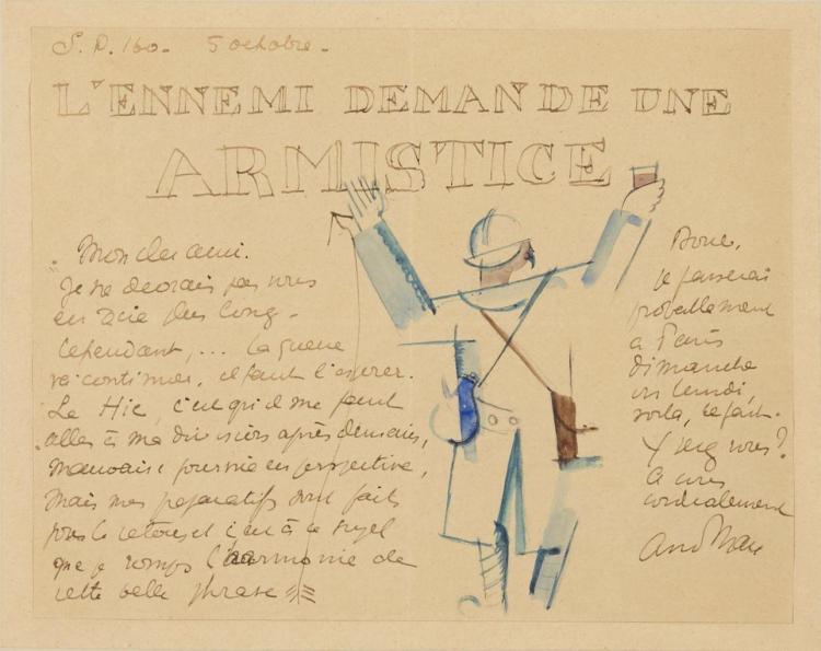 André Mare comparable auction result: andr mare 1885 1932 l ennemi demande une armistice