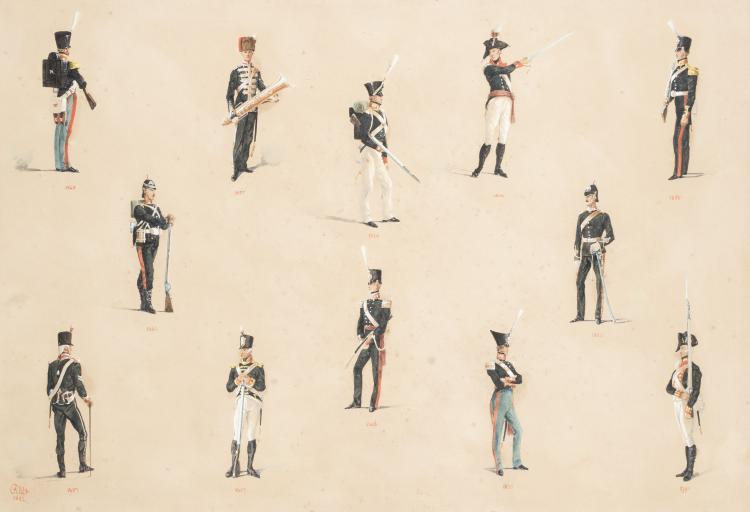 Reginald Augustus Wymer comparable auction result: reginald augustus wymer 1849 1935 a study of royal artillery uniforms from 1790 to 1882