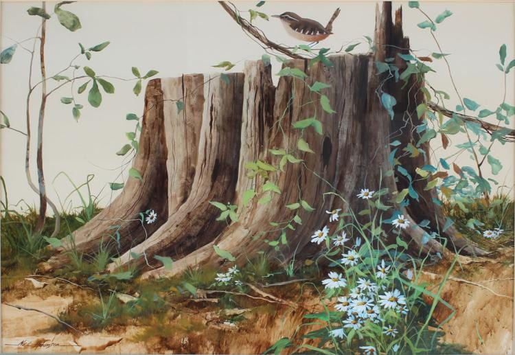 Neil Adamson comparable auction result: neil adamson original painting tree stump