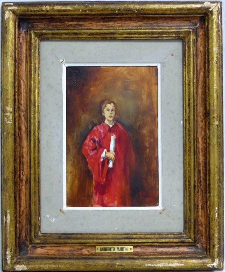 Norberto Martini comparable auction result: norberto martini oil painting of altar boy
