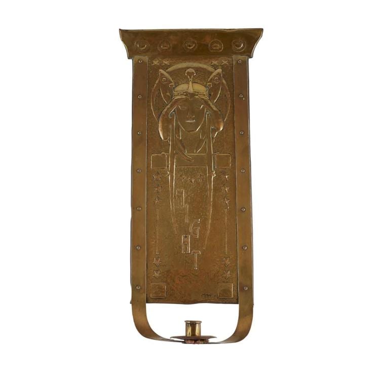 Marion Henderson Wilson comparable auction result: marion henderson wilson 1869 1956 glasgow style brass wall sconce circa 1900 54 5cm high 26 5cm wide