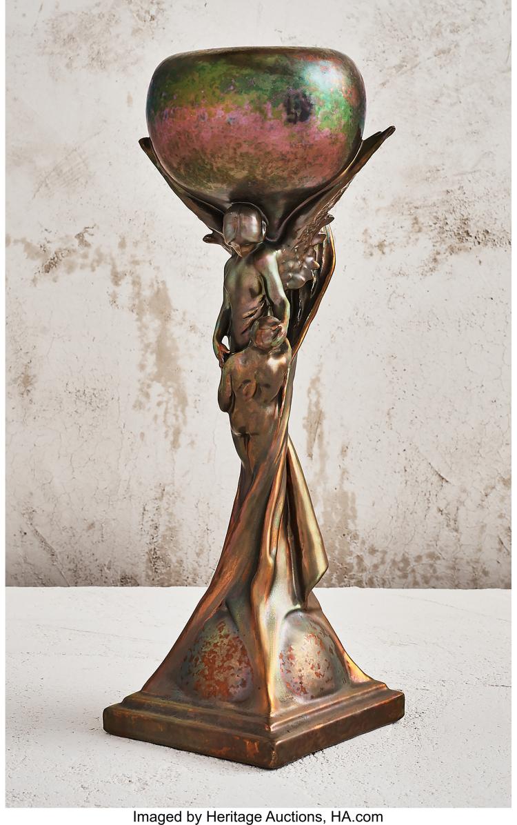 James Vibert comparable auction result: james vibert swiss 1872 1942 allegory of sleep 1899 lustre glazed earthenwar