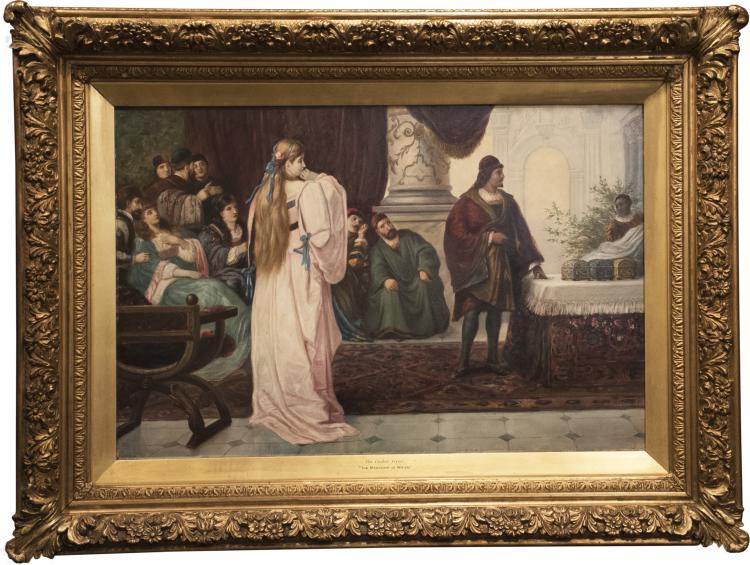 Original 18th Century Oil Painting Entitled “The Casket Scene – The Merchant of Venice” sold by Worthington Galleries, lot 266 — auction record photograph