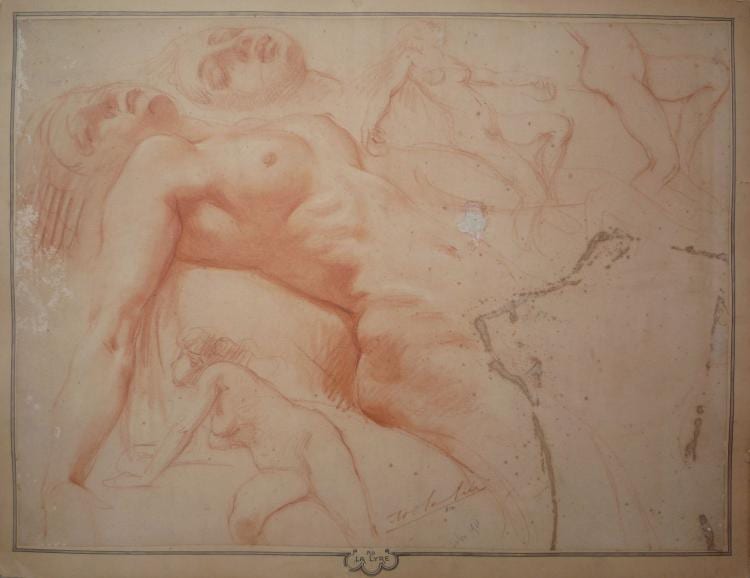 Adolphe Lalire comparable auction result: adolphe la lyre 1848 1933 etude de femme nu