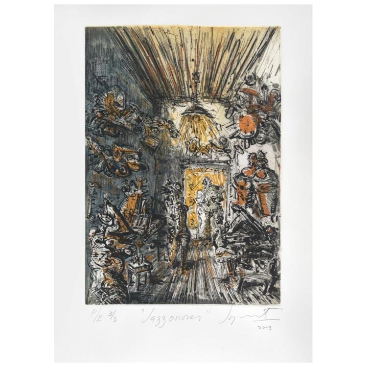 jazzamoart jazzonoras signed and dated 2003 etching p e 3 3 43 x 30 cm 16 9 x 11 8 inches · Morton Subastas · 2017-10-25 Jazzamoart comparable auction result: jazzamoart jazzonoras signed and dated 2003 etching p e 3 3 43 x 30 cm 16 9 x 11 8 inches