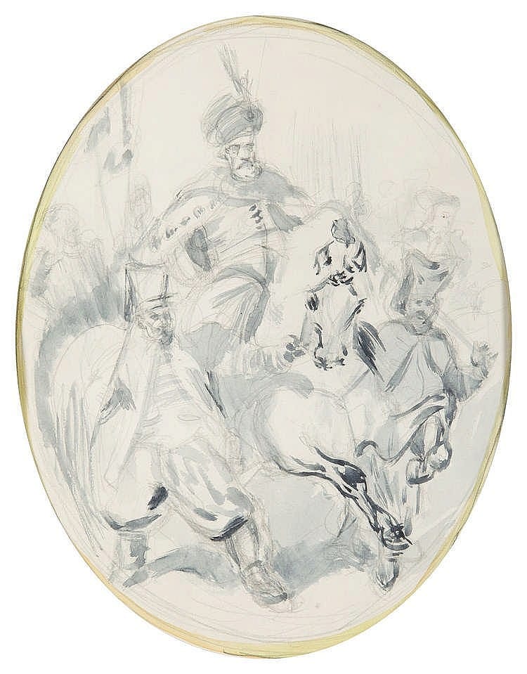 Zygmunt Waliszewski comparable auction result: zygmunt waliszewski 1897 1936 hetman stefan czarniecki on the horseback