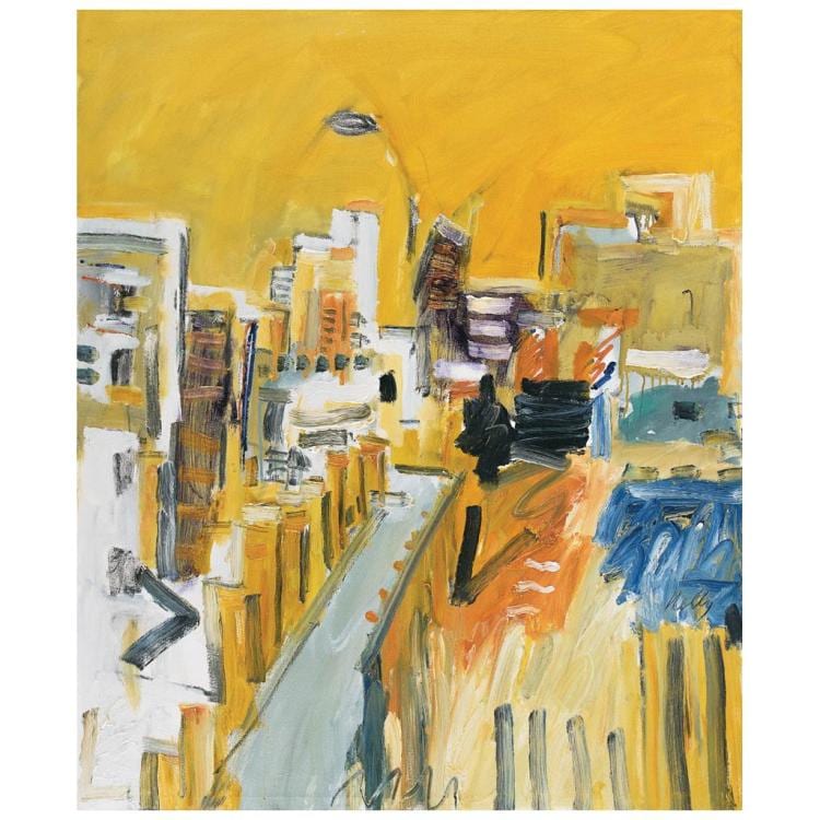 Phil Kelly comparable auction result: phil kelly puente cielo amarillo signed and dated mex df 06 oil and charcoal on canvas 120 x 100 cm 47 2 x 39 3 inches