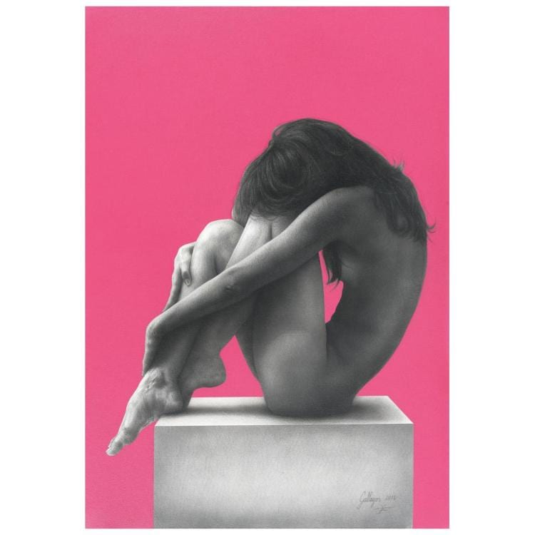 Ulises Gallegos comparable auction result: ulises gallegos cha pink 16 from acentos series signed and dated 2016 acrylic and graphite on canvas 100 x 70 cm 39 3 x 27 5 in