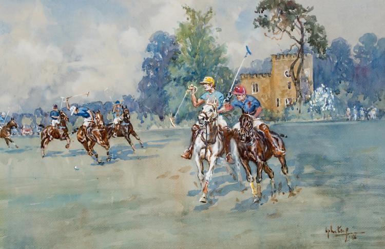 John Gregory King comparable auction result: john gregory king 1929 2014 polo at cirencester park signed dated 86 watercolour on paper 35