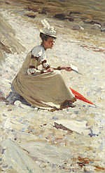 George Hall Neale comparable auction result: george hall neale british 1863 1940 reading on the beach