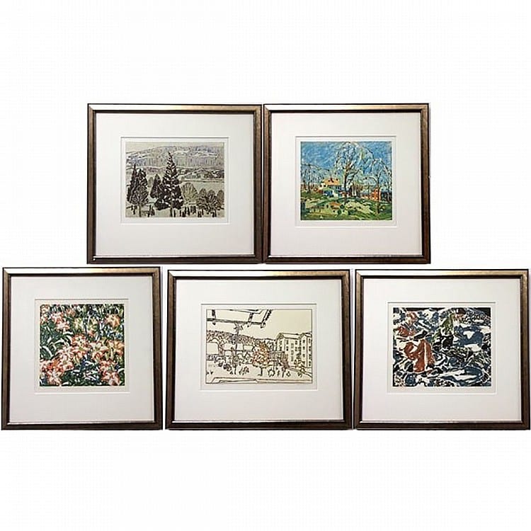 David Bruce Milne comparable auction result: david b milne canadian 1882 1953 various titles set of five decorative reproduction colour prints each sight approx 10 5 x 13 each frame size approx 21 x 23