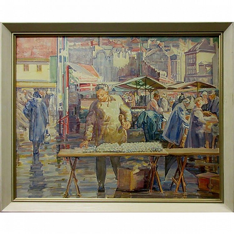 Edith Grace Coombs comparable auction result: edith grace coombs canadian 1890 1986 egg market bergen norway oil on masonite signed lower right signed and titled verso 24 x 30 in 61 x 76 2 cm