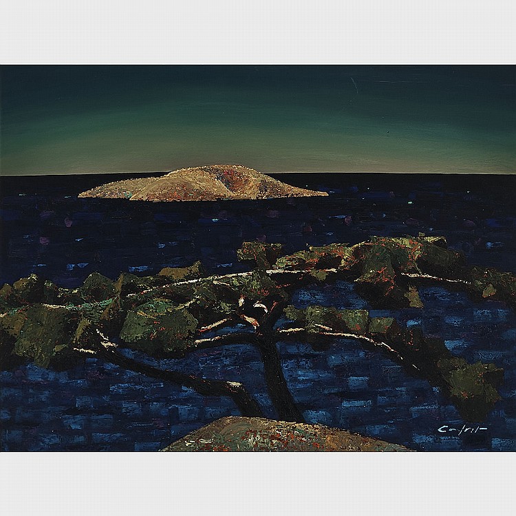 Charles Fraser Comfort comparable auction result: charles fraser comfort o s a p r c a blue day georgian bay monument channel oil on panel 24 ins x 32 ins 61 cms x 81 3 cms