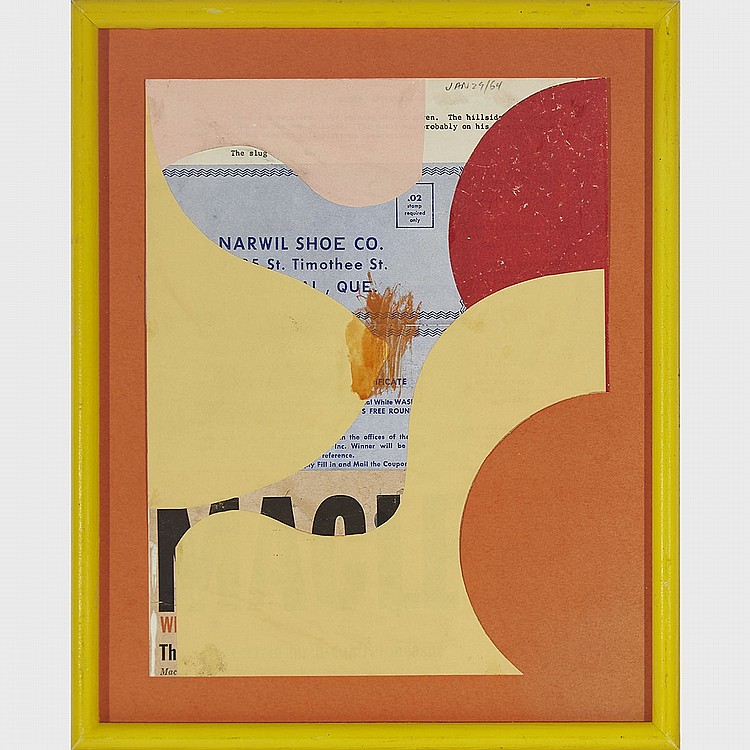 Greg Curnoe comparable auction result: gregory richard curnoe return from ottawa 5 1964 collage 11 ins x 8 5 ins 27 9 cms x 21 6 cms
