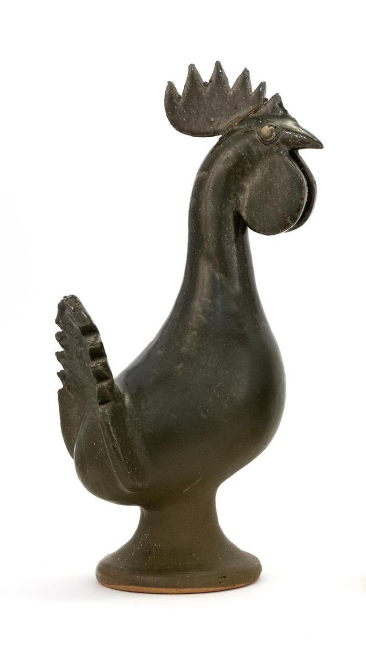 Edwin Meaders comparable auction result: edwin meaders white county georgia b 1921 pottery rooster in a brownish green glaze height 15 75