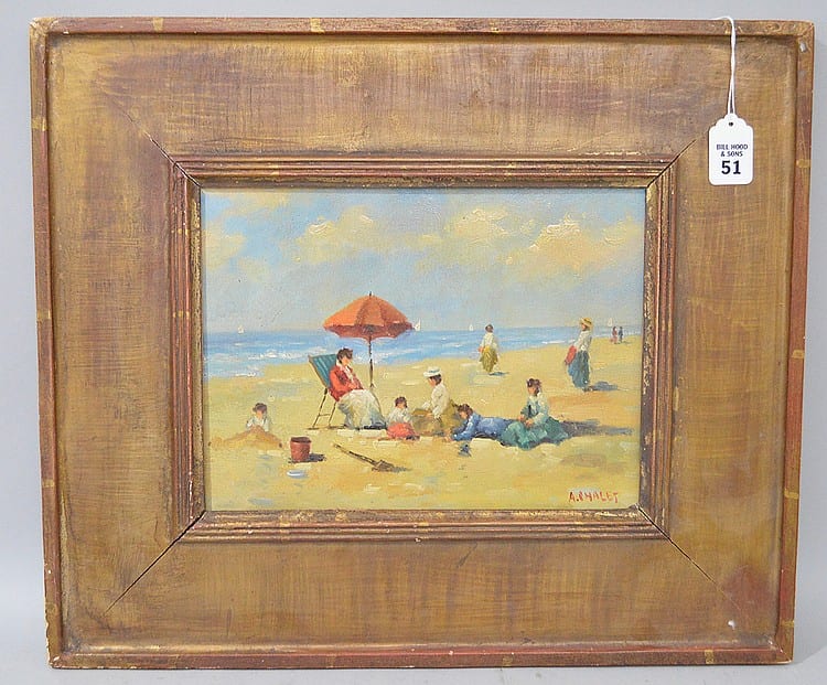 Andre Chalet comparable auction result: andre chalet french b 1954 playing on the beach signed lower right framed each 9 x 12 inches