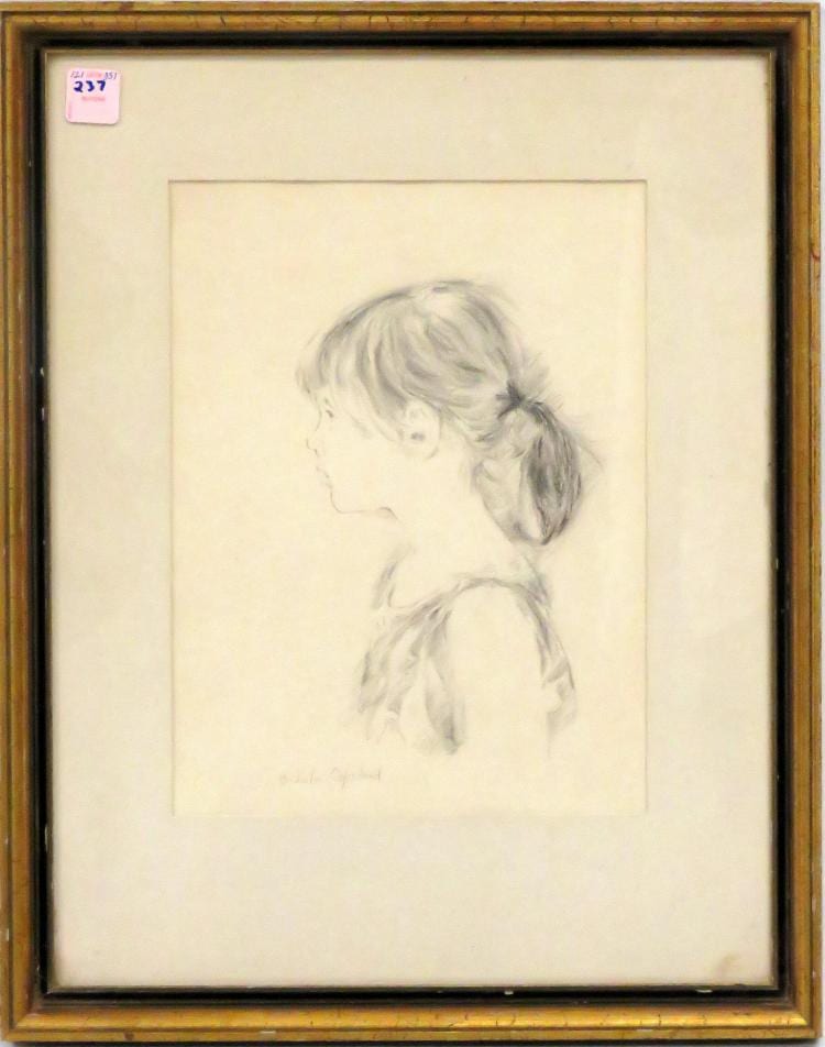 Lila Copeland comparable auction result: lila copeland american 1912 graphite portrait of a child signed sight 12 x 9 framed and glazed 19 1 2 x 15 1 2