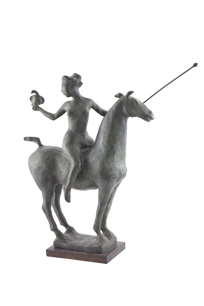 Olivia Musgrave comparable auction result: olivia musgrave b 1958 amazon with birdbronze 41cm high x 43cm long x 16cm deep 16 x 17 x 6 signed artist s proof