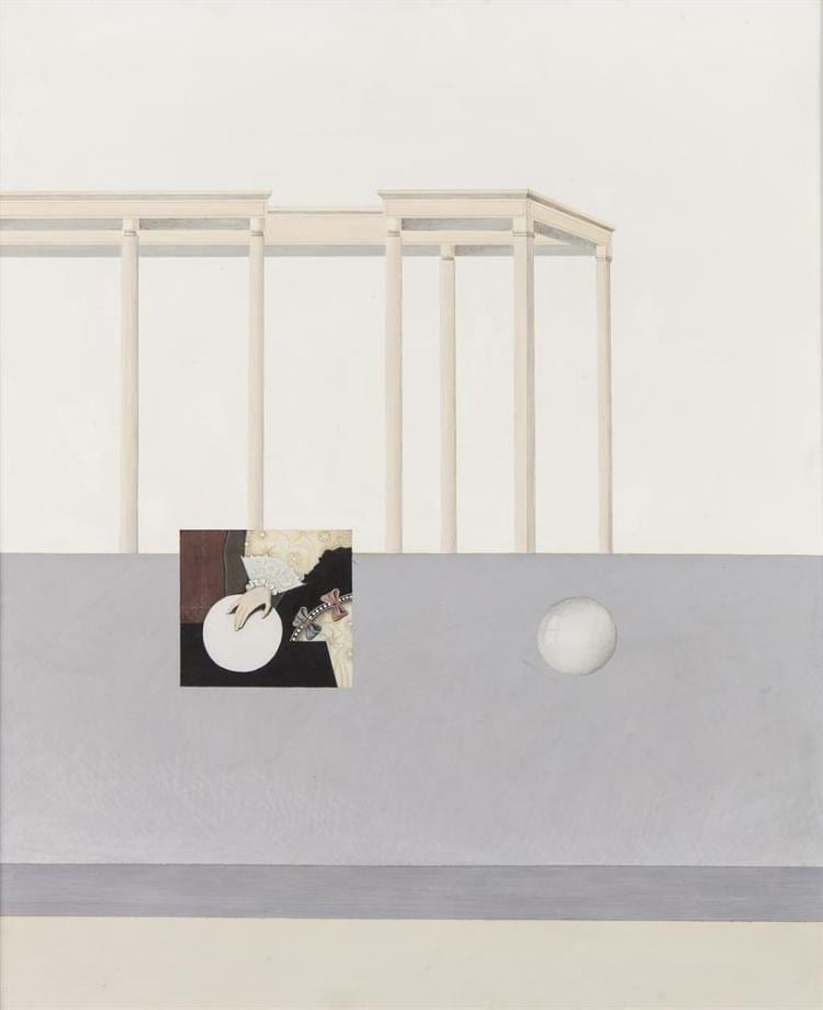 Rosaleen Davey comparable auction result: rosaleen davey b 1947 surreal compositionoil on board 50 5 x 40cm 20 x 16 provenance from the estate of the late cyril murray with the tom caldwell gallery no 49