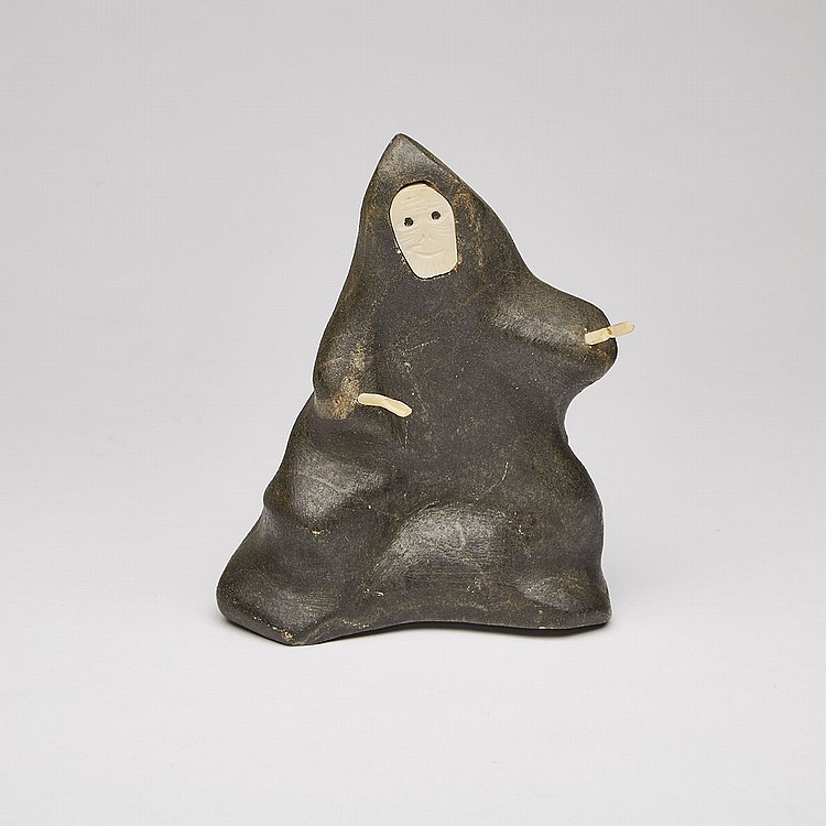 Matiusie Iyaituk comparable auction result: matiusie iyaituk 1950 hunter stone ivory 6 x 5 x 2 25 in 15 2 x 12 7 x 5 7 cm