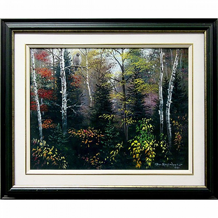 Don Ningewance comparable auction result: don ningewance indigenous 1945 untitled fall woodlands acrylic on canvas signed and dated 97 lower right 14 x 18 in 35 6 x 45 7 cm