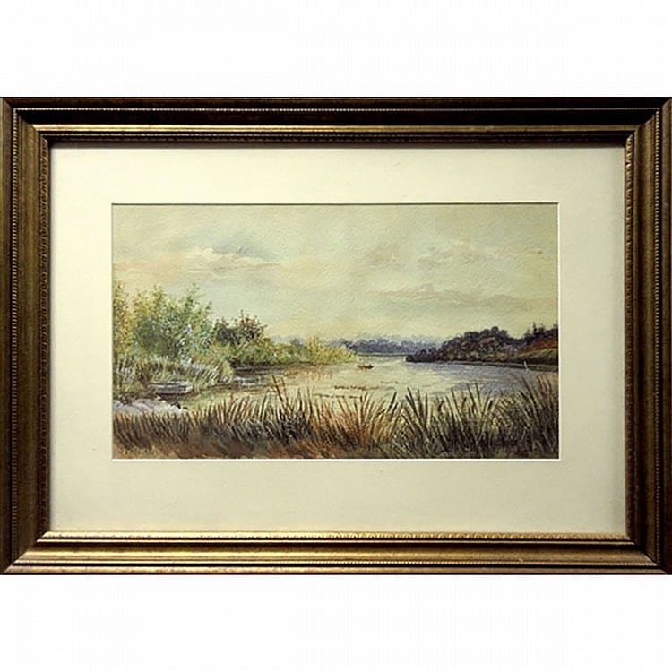 William Edwin Atkinson comparable auction result: william edwin atkinson canadian 1862 1926 boaters in an inlet watercolour signed and dated 96 lower left sight 10 x 17 5