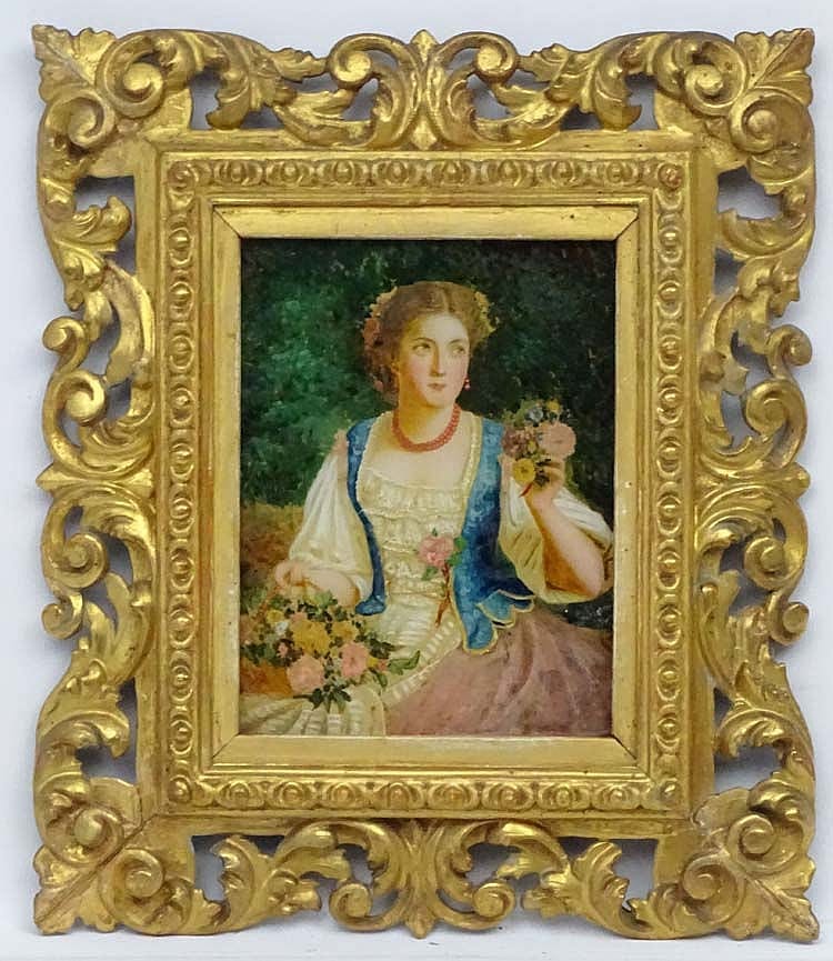Gaetano Mormile comparable auction result: gaetano mormile 1839 1890 italian reverse glass oil very well done